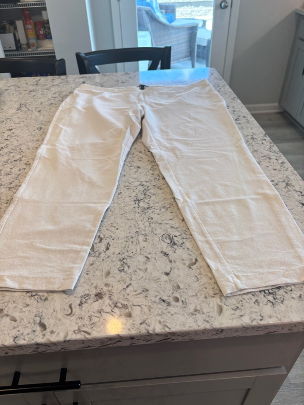 Eileen Fisher Cream Straight-Leg Chinos XL